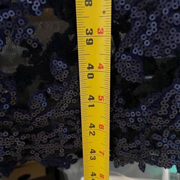 Tadashi Shoji Paillette Embroidered Lace Sheath Cocktail Dress Royal Navy Blue S - Picture 11 of 14